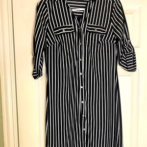 Black and white pinstripe tunic dress